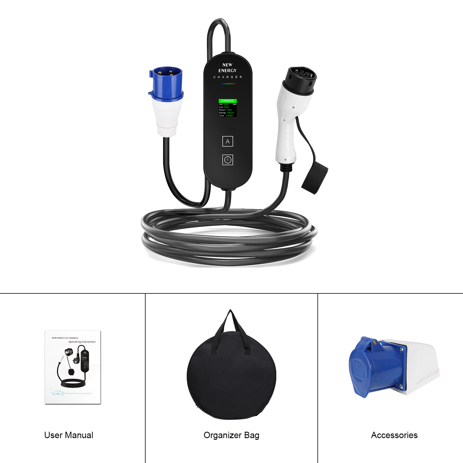Stasiun Pengisi Daya EV Portab - Portable Ev Charger 32A Type 2 Cee Plug ulasan dan harga