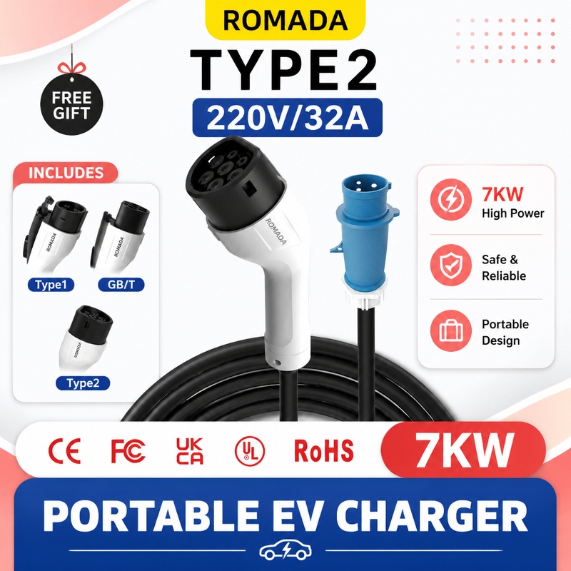 Pengisi Daya Portabel Kendaraa - Portable Ev Charger 32A Type 2 Cee Plug ulasan dan harga